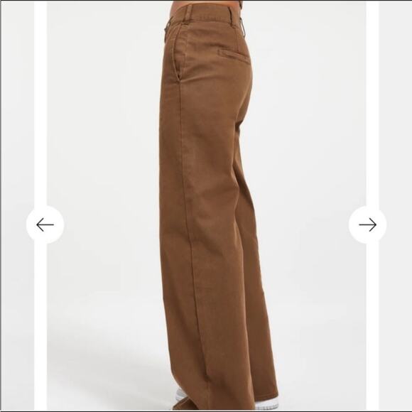 Good American Relaxed Good Skate Pants Brown Baggy Straight Leg Trousers Size 10 - Picture 12 of 16